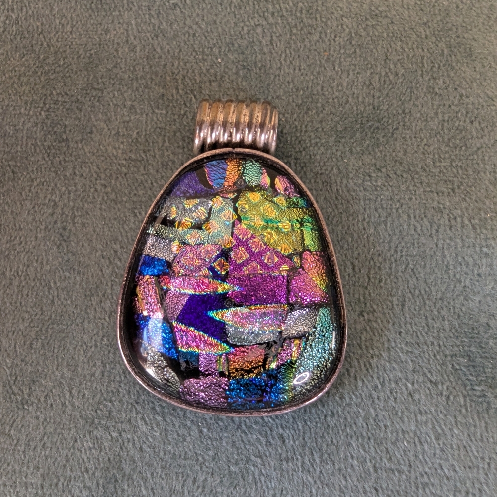 Multicolor Mosaic Pendant Necklace In Sterling Silver